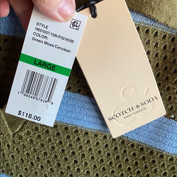 Scotch & Soda NWT Pointelle Collared Short sleeve Vneck Peplum Sweater - Picture 15 of 17